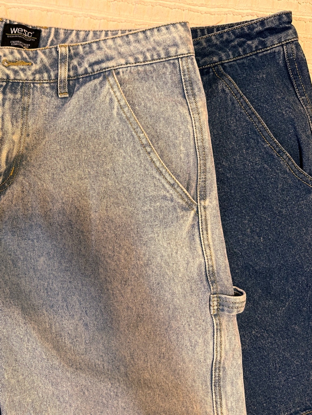 2 Wesc Men's Relaxed Fit Denim Jean shorts carpenter style